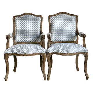 Vintage Louis XV Style Carved Wood Armchairs For Sale