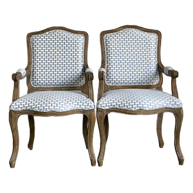 Vintage Louis XV Style Carved Wood Armchairs For Sale