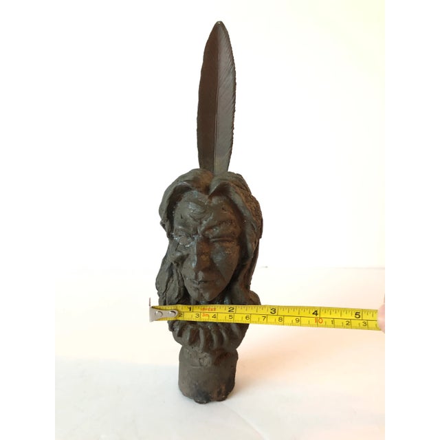 Early 20th Century Bronze Native American Bust Sculpture For Sale - Image 5 of 7