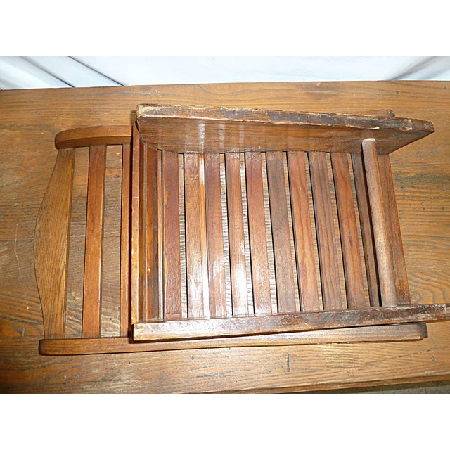 Antique Folding Oak Canoe Camp Chair Maine Adirondack Camp Style C1900-1930 For Sale In Boston - Image 6 of 9