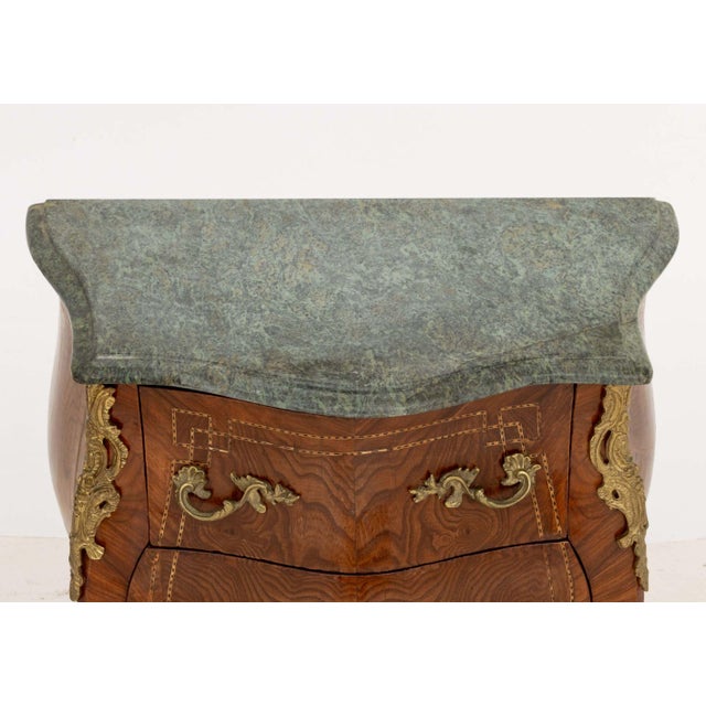 Pair of Louis XV Style Ormolu Mounted Walnut Bombe Commodes For Sale - Image 10 of 11