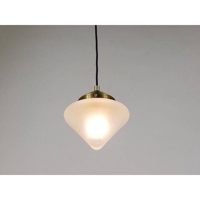 Art Deco Brass Pendant Light with Conical Glass Shades, Vienna, 1930s For Sale - Image 11 of 18