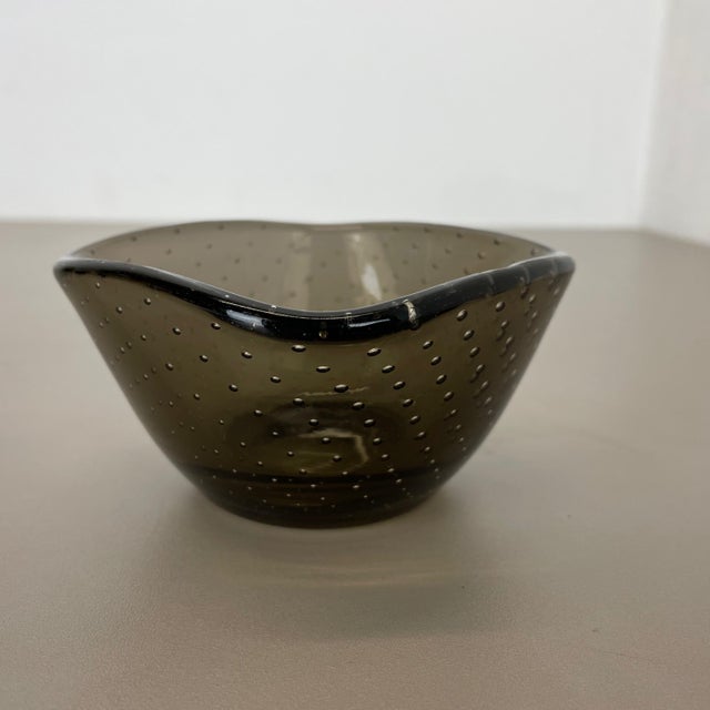 1970s Green Glass Bullicante Bowl or Ashtray from Venini, Italy, 1970s For Sale - Image 5 of 18