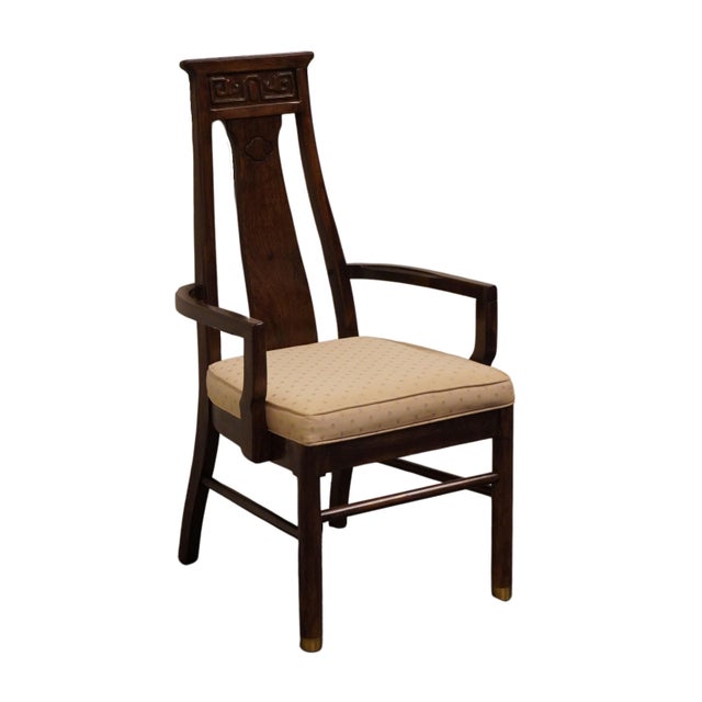 HIGH END Walnut Asian Chinoiserie Dining Arm Chair Cannot identify brand, but comparable in quality to brands like Century...