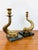 Brass Vintage Antique Dolphin / Fish Brass & Marble Pair of Candle Holders For Sale - Image 8 of 8