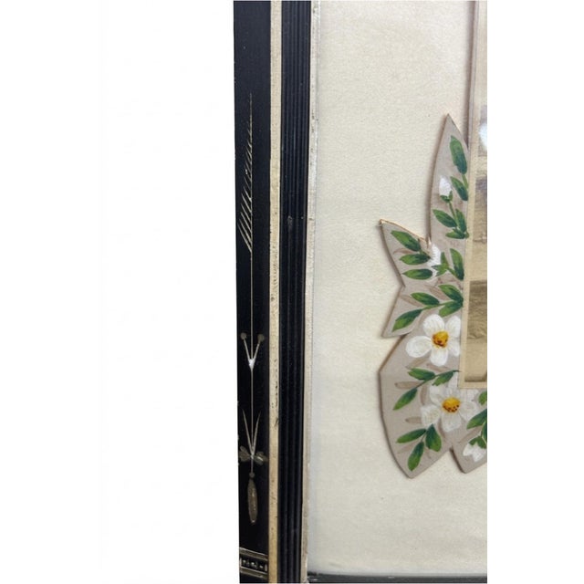 Circa 1850 Victorian Ebonized Tabletop Easel Frame With Faux-Inlay Painted Enamel For Sale - Image 4 of 9