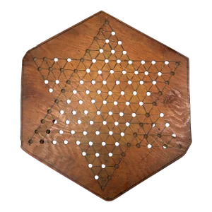 1970's Brutalist Handmade Wooden Chinese Checker Board Hanging, Signed by Artist