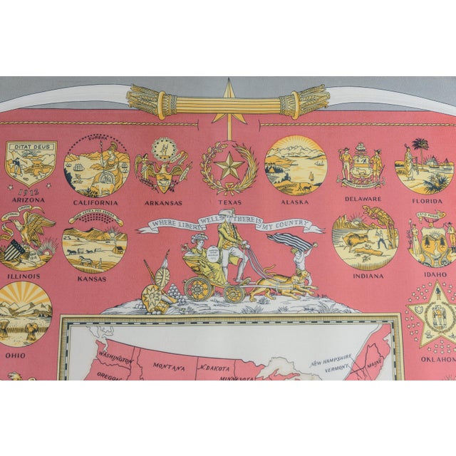 Vintage Framed Hermes Scarf "Arms of the United States" 1776-1976 Bicentennial Edition 90cm For Sale In West Palm - Image 6 of 11