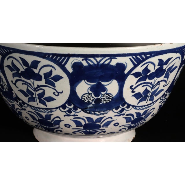 Queen Anne Dutch Delft Blue & White Botanical Bowl For Sale - Image 3 of 8