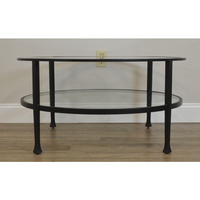 Custom Iron & Oval Glass 2 Tier Coffee Table Chairish