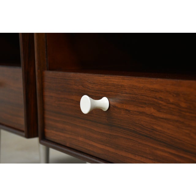 1950s Refinished Rosewood George Nelson Thin Edge Nightstands - A Pair For Sale In Boston - Image 6 of 7