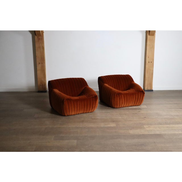 Sandra Lounge Chairs in Velvet by Annie Hieronimus for Cinna, France, 1970s, Set of 2 For Sale - Image 4 of 11