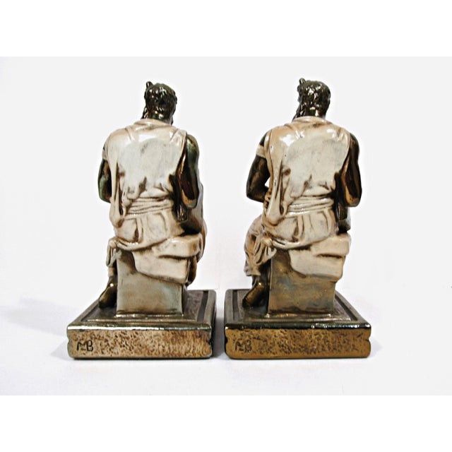 A substantial pair of vintage Marion Bronze MB bookends depicting Moses, after Michelangelo’s iconic Renaissance...