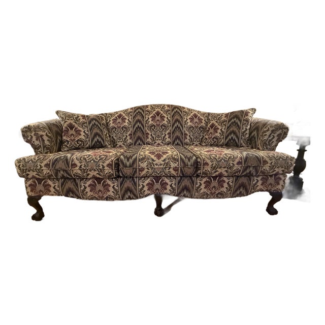 1980s Traditional Serpentine Camelback Sofa For Sale