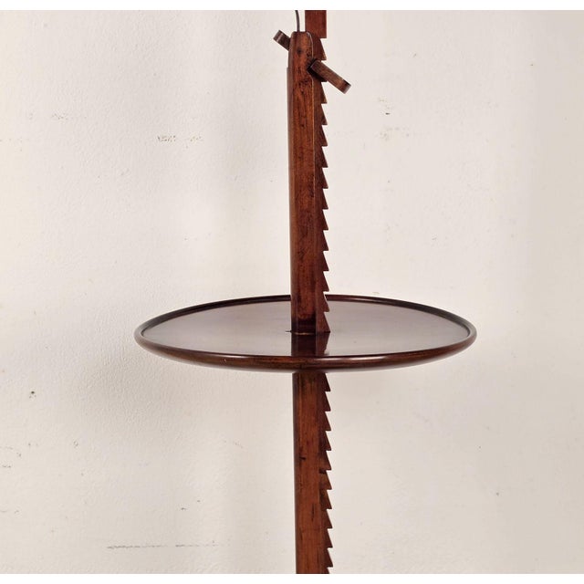 An English floor lamp with tray, vintage. Height 54" to 73".