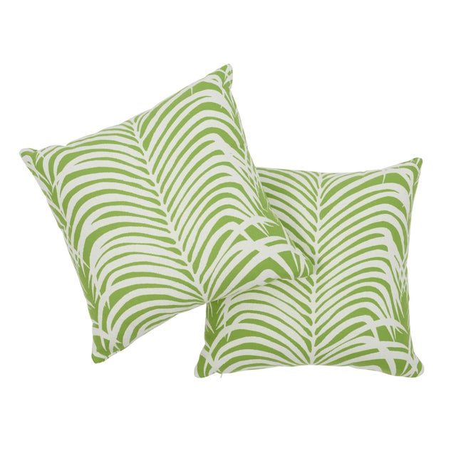 Schumacher Contemporary Schumacher Zebra Palm Indoor/Outdoor Pillow in Leaf For Sale - Image 4 of 8
