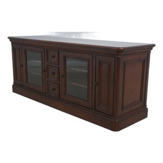 Cherry Tv Media Cabinet W. Glass Doors For Sale