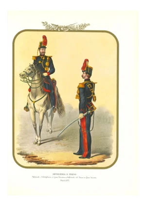 Antonio Zezon, Artillery and Train, Original Lithograph, 1853