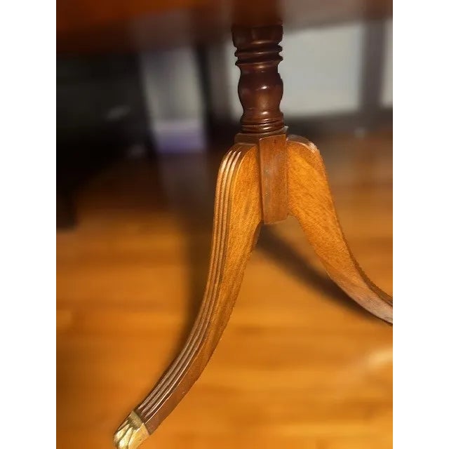 Mid-Century Modern Vintage Solid Mahogany Two-Tier Dumbwaiter Accent Table With Brass Claw Feet, Walnut Finish For Sale - Image 3 of 7
