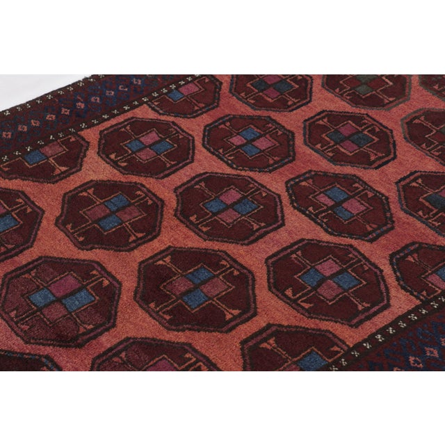 1920s Hand-Knotted Antique Baluch Rug in Red Blue Tribal Geometric Pattern For Sale - Image 5 of 10