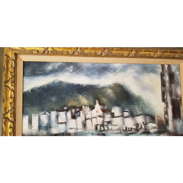 1970s 1970s Italian Boats Landscape Oil on Canvas Painting, Signed For Sale - Image 5 of 11