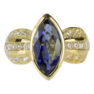 Late 20th Century Maquis Sapphire Ring, Size 7 For Sale
