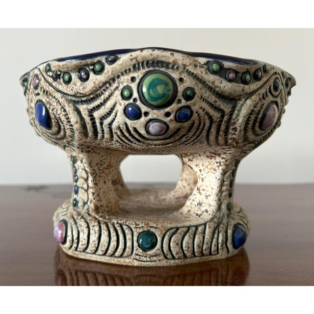 Art Nouveau Painted Ceramic Centerpiece from Amphora / Riessner, Stellmacher, & Kessel, 1890s For Sale - Image 5 of 14