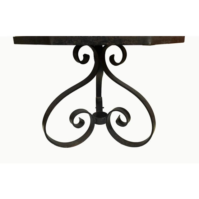 Mediterranean Side Tables - Wrought Iron With Marble Tops - A Pair For Sale - Image 3 of 7