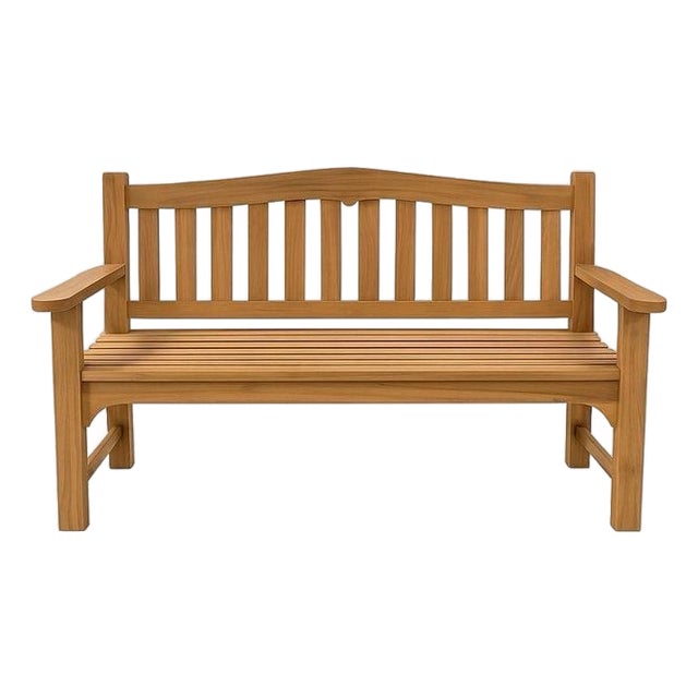 Teak Garden Bench With Arched Back For Sale