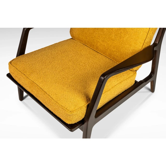 Danish Mid-Century Modern Model 596 Lounge Chair in Beech & Bouclé Attributed to Lawrence Peabody & Ib Kofod Larsen for Selig, Denmark, C. 1950's For Sale In Orlando - Image 6 of 12