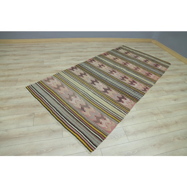 1970s 1970s Native American Hand Knotted Striped Large Rug For Sale - Image 5 of 6