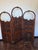Burnt Umber Art Nouveau Three-Panel Hand Carved Oak Screen Military or Musical Dressing Screen For Sale - Image 8 of 13