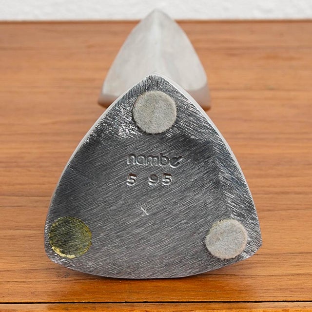 1960s Mid Century Modern Nambe Candle Holders Set Two Made From Nambé Alloy Vintage MCM For Sale - Image 5 of 12