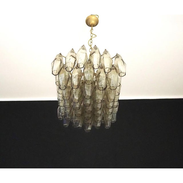 Mid-Century Modern Murano Poliedri Chandelier in Smoked Glasses by Carlo Scarpa, 1990 For Sale - Image 3 of 16