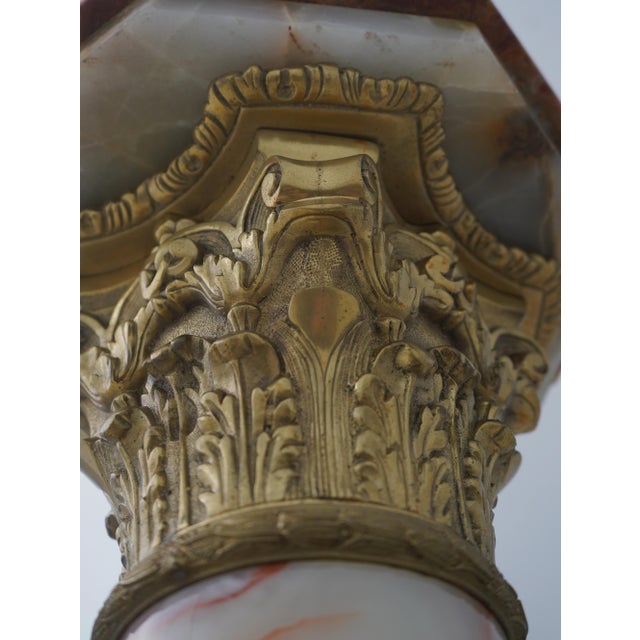 Onyx Marble French Empire Style Column Pedestal For Sale - Image 9 of 12