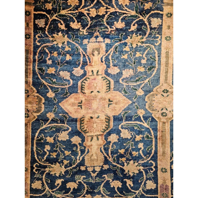 Vintage Turkish Oushak Area Rug, Wool Pile, Royal Blue & Tan, 1900s, 5' x 7' For Sale - Image 11 of 15