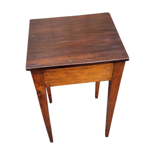 Traditional 19th C Sheraton Walnut Side Table Pegged Tapered Legs New England Antique For Sale - Image 3 of 12