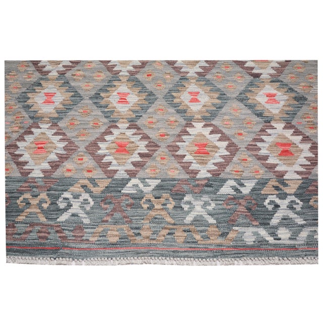 Shabby Chic Afghan Tribal Natural Color Hand Made Organic Wool Maimana Kilim,6'10"x9'8" For Sale - Image 3 of 5