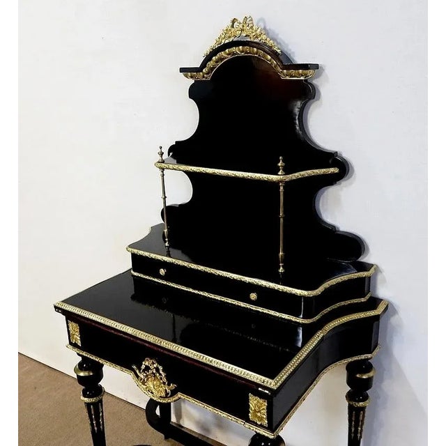 Small Napoleon III Mid 19th Century Black Wooden Desk For Sale - Image 13 of 18