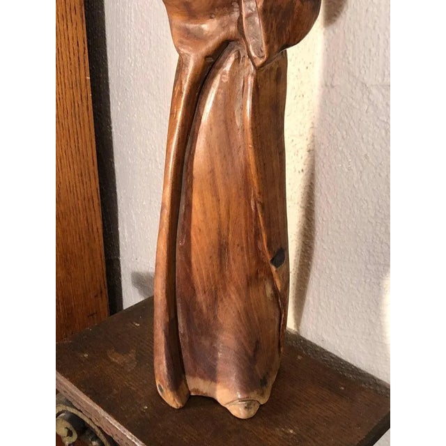 Large Mid Century Hand Carved Wooden Mother and Child Statue For Sale - Image 9 of 13