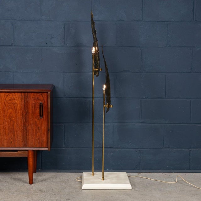 Vintage Italian Brass Floor Lamp in the style of Tommaso Barbi, 1970 For Sale - Image 15 of 18