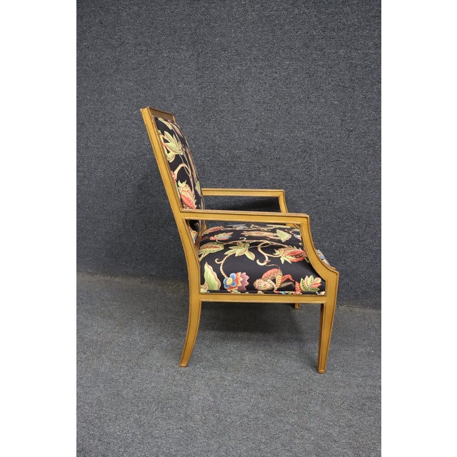 Stickley Fine Upholstery Gilt Lounge Chair in Brunschwig & Fils Les Touches Bengal Fabric For Sale - Image 12 of 15