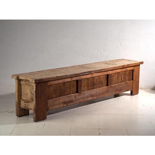Low Antique Carved Pine Sideboard with Drawers, Xinjiang, China, 1900 For Sale - Image 12 of 14