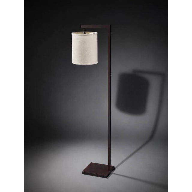 Architectural Floor Lamp With Unique Dark Bronze and Red-Tone Finish For Sale - Image 4 of 5