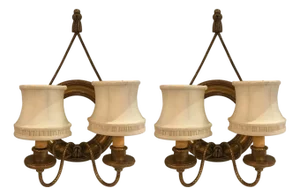 Pair of Mirrored and Giltwood Two Light Bullseye Sconces NYC, circa 1910