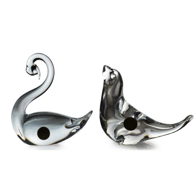 Vintage Crystal Blown Swan and Seal Figurines - 2 Pieces For Sale - Image 9 of 9
