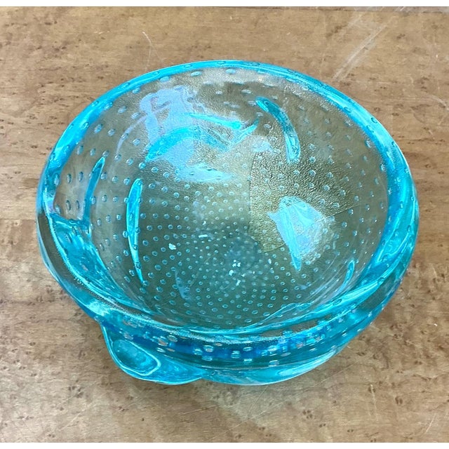 Mid 20th Century Italian Mid-Century Modern Murano Blue Glass Bowl For Sale - Image 5 of 18