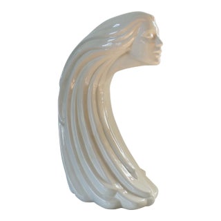 Vintage Art Deco Woman in the Wind Ceramic Sculpture For Sale