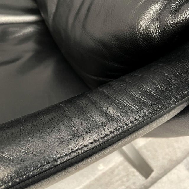 Black Leather Maua Swivel Chair with Lumbar Pillow from Design On Stock For Sale - Image 14 of 17