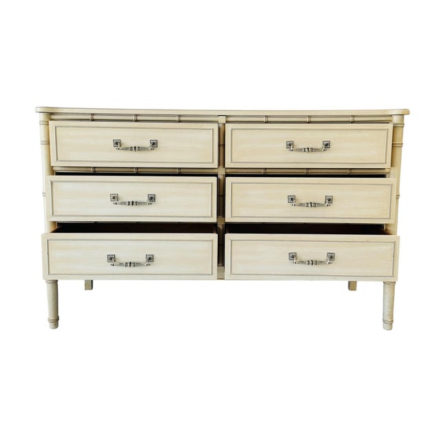 Mid-Century Modern Vintage Henry Link Bali Hai Faux Bamboo 6-Drawer Double Dresser For Sale - Image 3 of 12